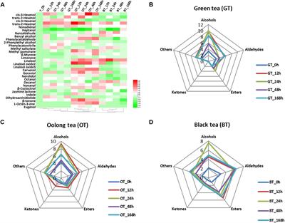 Methyl Jasmonate-Induced Changes of Flavor Profiles During the Processing of Green, Oolong, and Black Tea